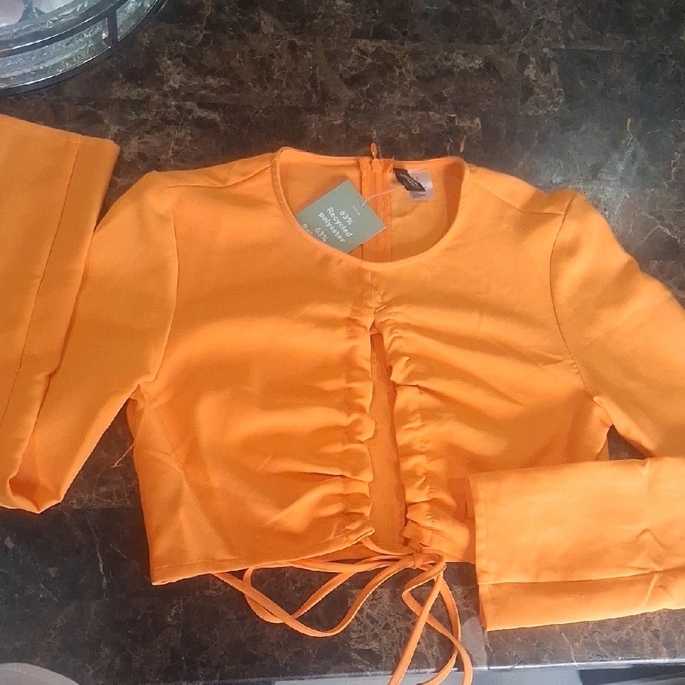 Vibrant Orange Ruched Crop Top